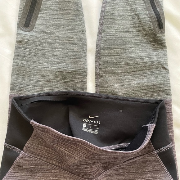 Nike Dri-Fit Two-tone Leggings with Zipper Bottom - Picture 3 of 4